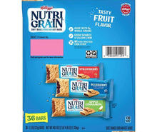Variety pack showing 36 bars and flavors: strawberry, blueberry, apple cinnamon