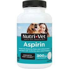 Nutri-Vet Aspirin supplement bottle, front label with dog, 300 mg