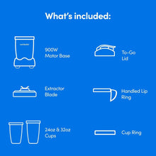 Nutribullet personal blender included components diagram with lid and caps
