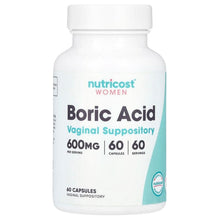 Nutricost women boric acid vaginal suppository bottle, 600 mg, 60 capsules