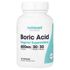 Nutricost, Women, Boric Acid, Vaginal Suppository, 600 mg , 60 Capsules