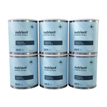 Powdered vitamin milk canisters, Nutrient Survival 6-pack, blue metal tins