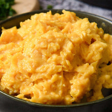 Powdered vitamin egg blend, creamy yellow serving in bowl