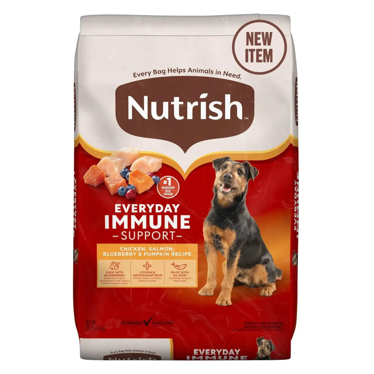 Nutrish Everyday Immune Support Chicken, Salmon, Blueberry & Pumpkin Recipe Dry Dog Food, 13lb Bag - USA MEGA SHOP