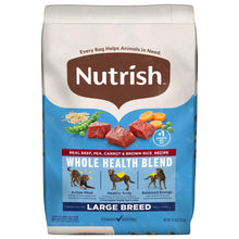 Nutrish large breed dry dog food bag, whole health blend recipe