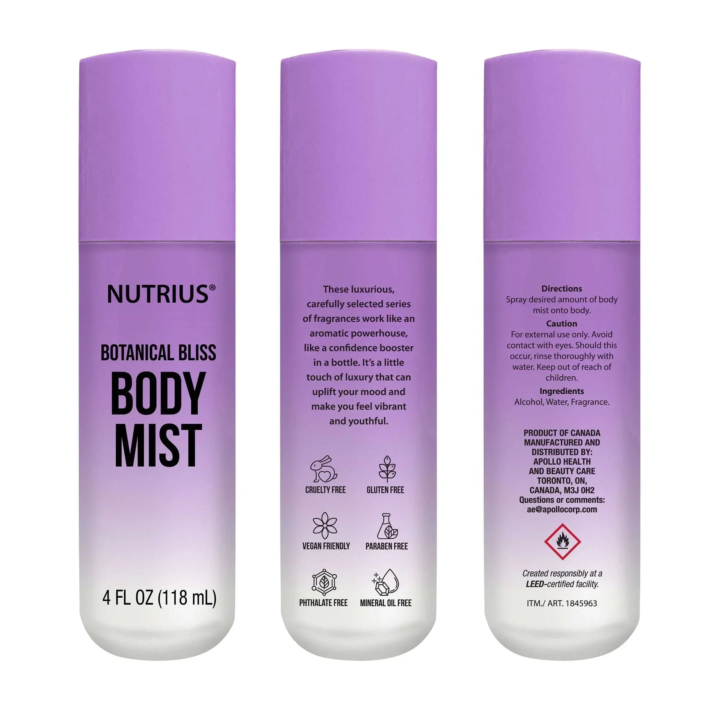 Nutrius Body Mist, 4 fl oz, 3-pack