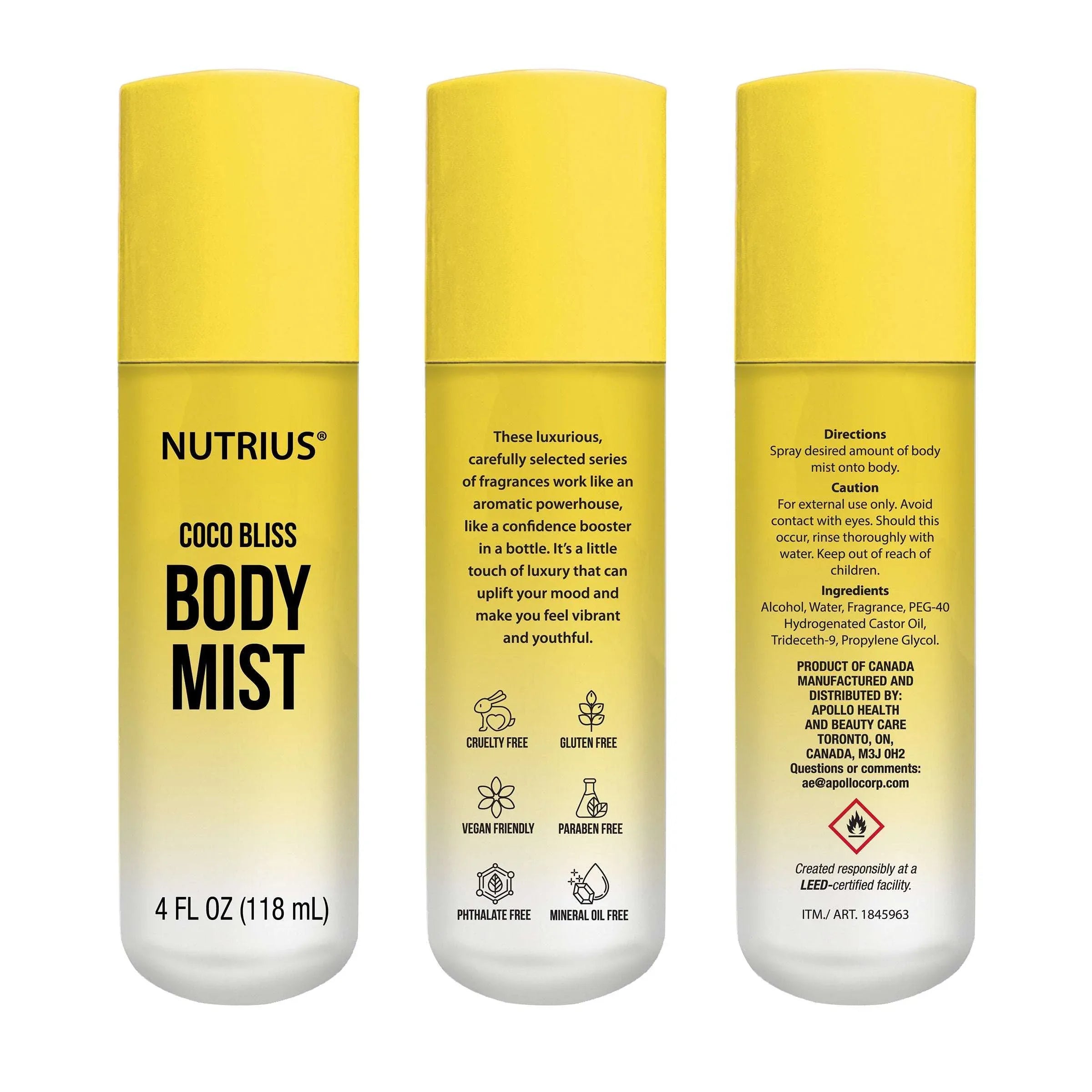 Nutrius Body Mist, 4 fl oz, 3-pack - USA MEGA SHOP
