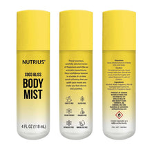 Coco Bliss Body Mist bottle, yellow 4 fl oz (118 mL)