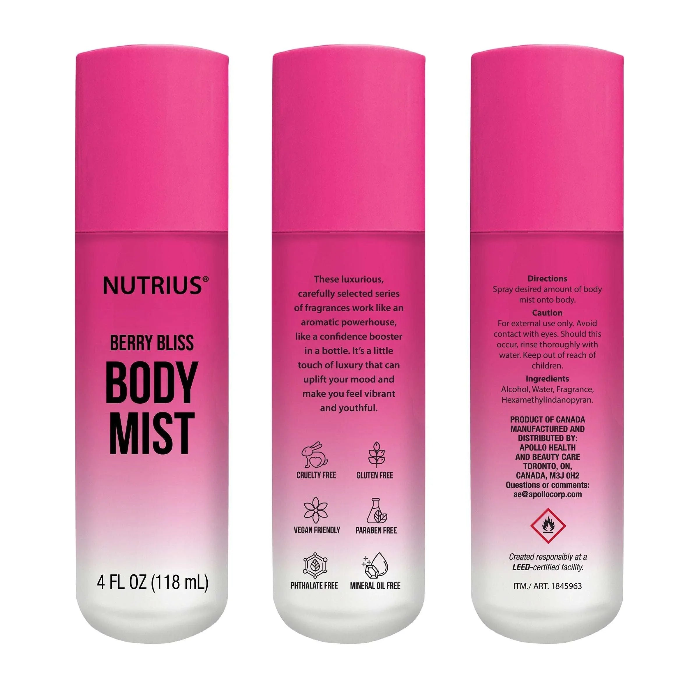 Nutrius Body Mist, 4 fl oz, 3-pack - USA MEGA SHOP