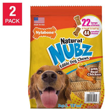Natural NUBZ edible dog chew bag, chicken flavor, red-and-yellow, 22-count