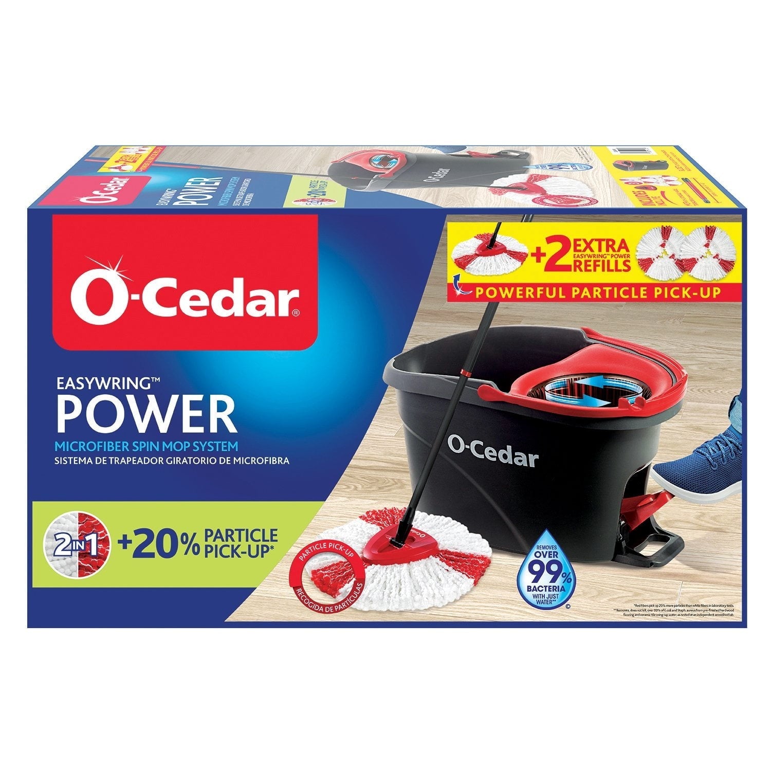 O-Cedar EasyWring Power Spin Mop System+ 2 Extra Mop Head Refills, 3ct.