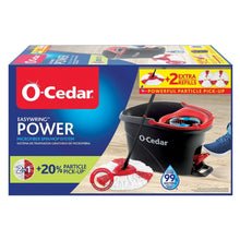 O-Cedar EasyWring Power spin mop system box with red-and-black wringer bucket