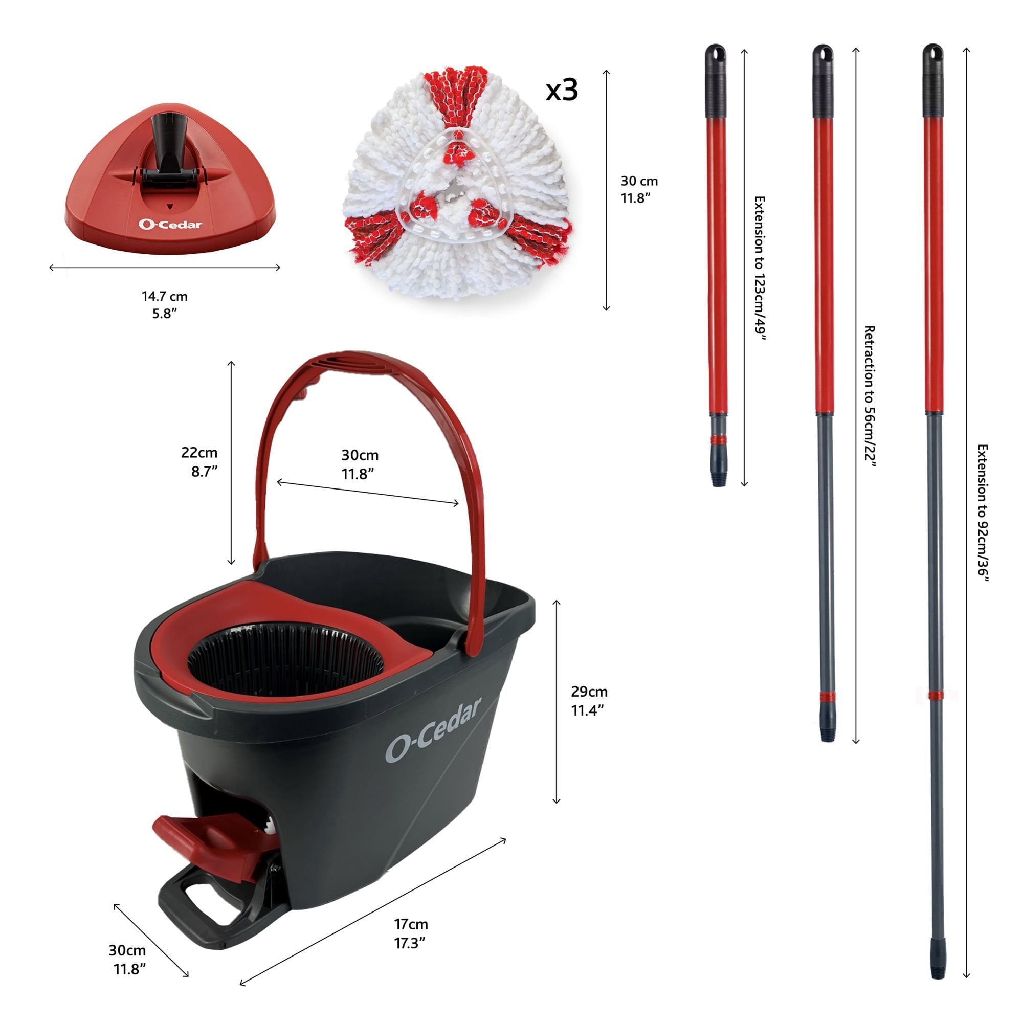 O-Cedar EasyWring Power Spin Mop System+ 2 Extra Mop Head Refills, 3ct.