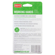 O'Keeffe's Working Hands hand cream package back with directions and ingredients