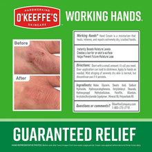 Hand cream guaranteed relief panel with before-and-after photos and directions