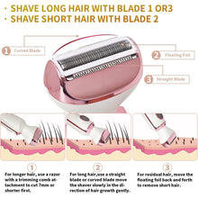 Electric razor head with curved blade, floating foil, and straight blade attachments