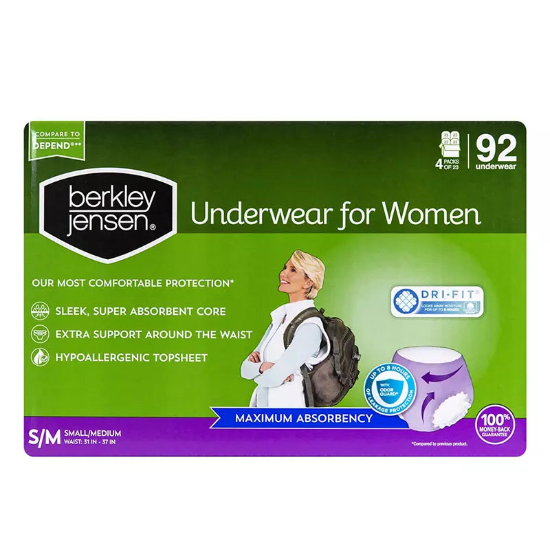 Berkley Jensen Adult Incontinence Underwear for Women, Select a Size