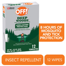 OFF! Deep Woods insect repellent towelettes box, 12 wipes, long-lasting protection