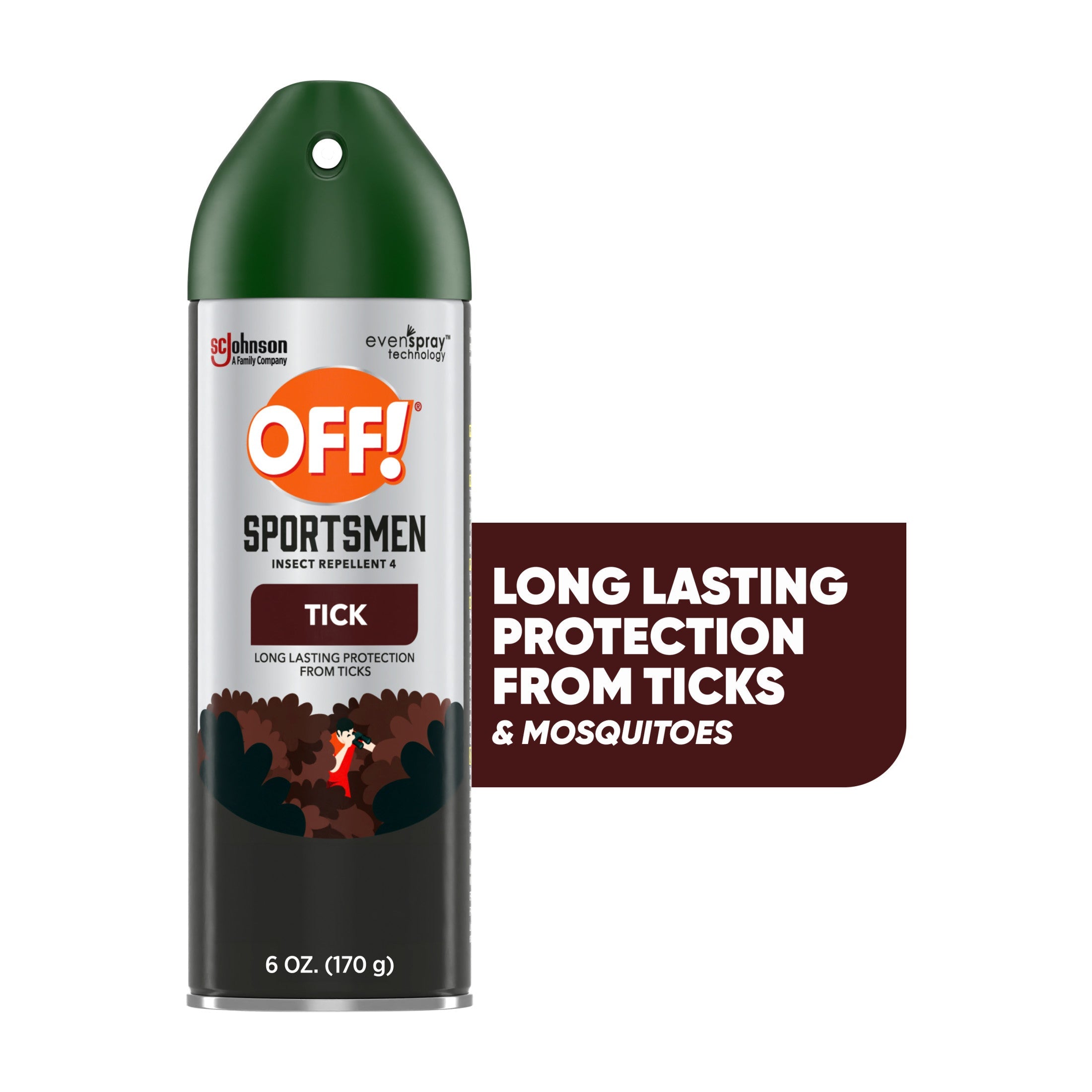 OFF! Sportsmen Long Lasting Protection Ticks 25% Deet Insect Repellent IV Aerosol, 6 oz