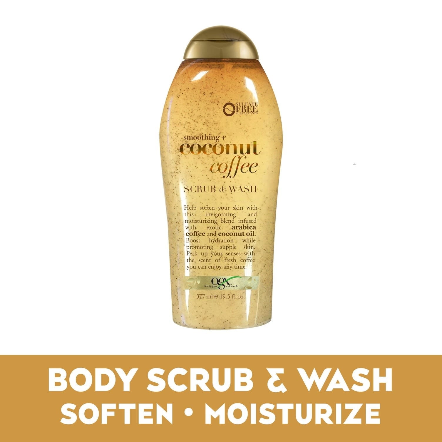 (4 pack) OGX Smoothing + Coconut Coffee Exfoliating Body Scrub, 19.5 Fl oz