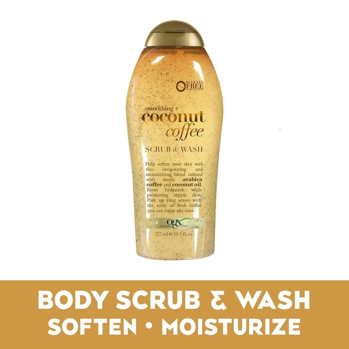 (4 pack) OGX Smoothing + Coconut Coffee Exfoliating Body Scrub, 19.5 Fl oz