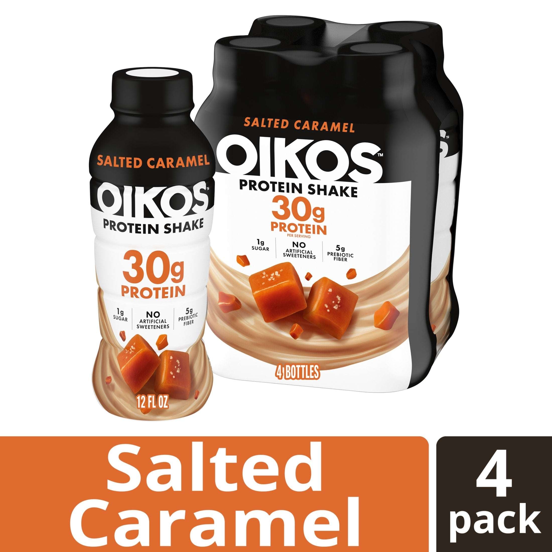 Oikos Protein Shake, Shelf Stable, Chocolate, 30g Protein, 12 fl oz, 4 Count Bottles