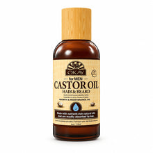 Men castor oil hair & beard growth oil bottle with wooden cap, brown label