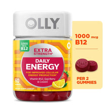 OLLY Daily Energy vitamin B12 gummy bottle, 1000 mcg, 60-count