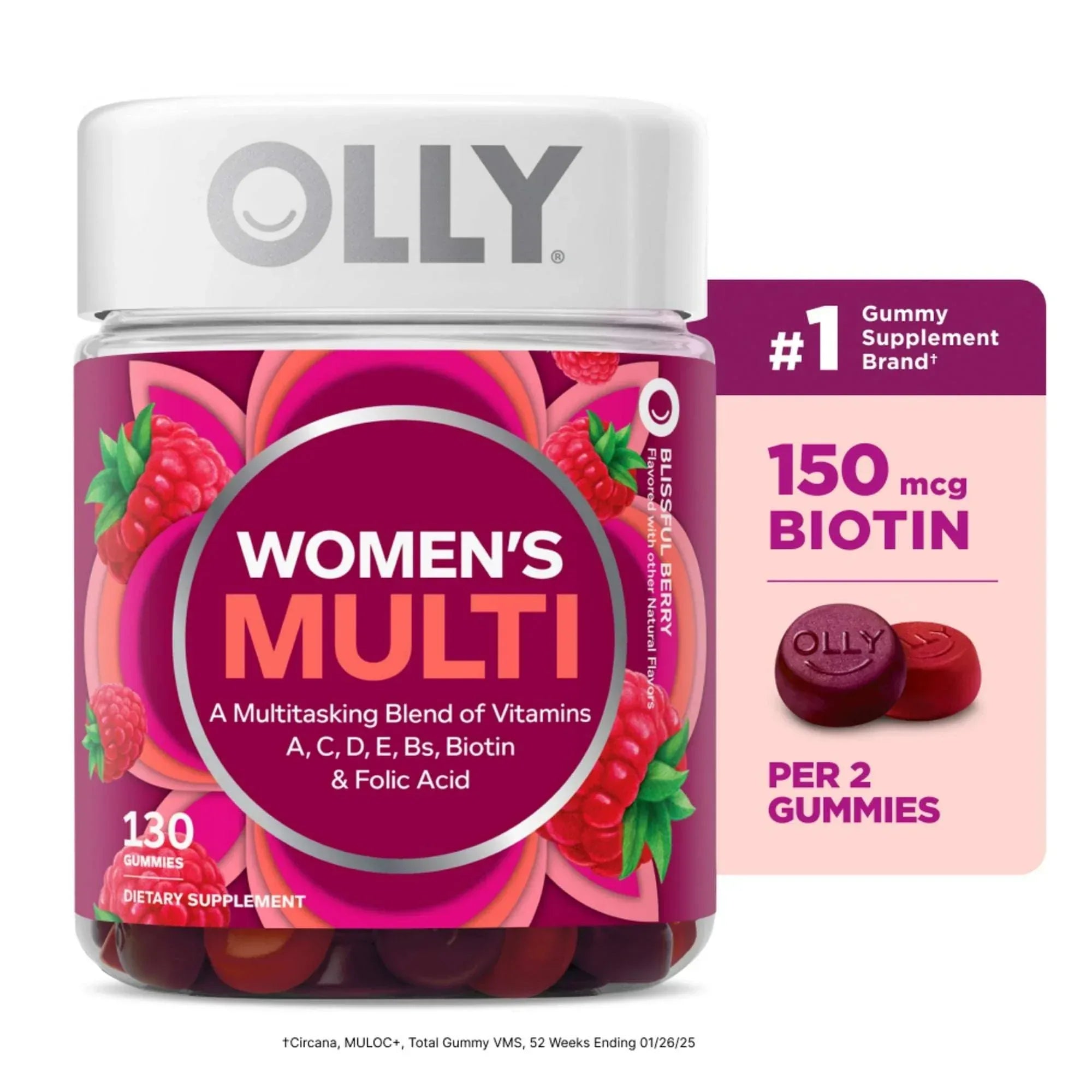 OLLY Women's Multivitamin Gummy Supplement, Vitamins A, D, C, E, Biotin, Folic Acid, 90 Ct - USA MEGA SHOP