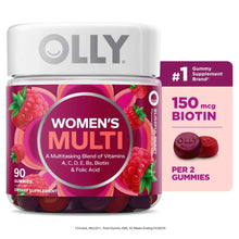 Women’s multivitamin gummy supplement bottle with biotin 150 mcg and 90 gummies