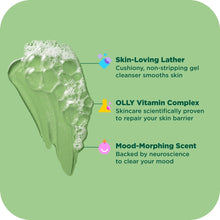 Body wash lather foam illustration with skin-cleansing and vitamin complex callouts