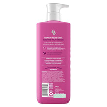 OLLY Comfy body wash bottle with pump, pink back label