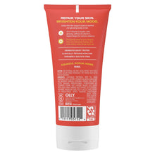 OLLY Bright body scrub tube back panel with directions and ingredient details.