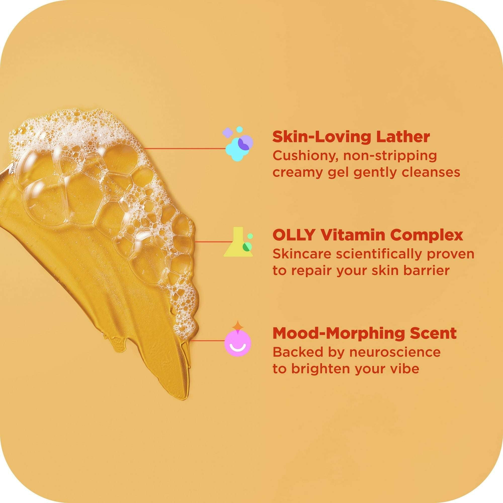 OLLY Bright Body Wash Repairs & Brightens Skin Citrus Currant, 17 oz