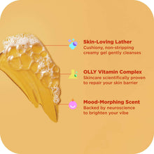 OLLY Bright body wash with foamy lather swirl and skin-loving complex callouts