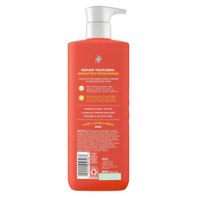 OLLY Bright body wash bottle back panel with pump and ingredient and usage text