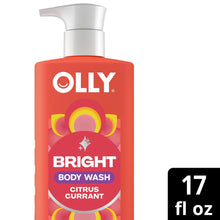 OLLY Bright citrus currant body wash with white pump dispenser and front label, 17 fl oz