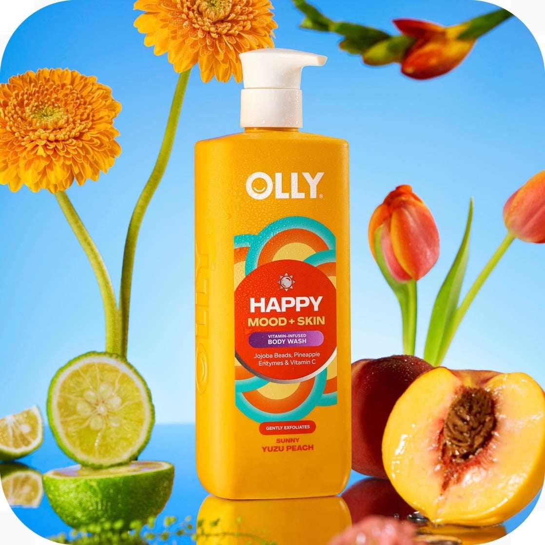 OLLY Exfoliating Body Wash Happy Mood + Skin, 17 fl oz