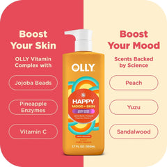 OLLY Exfoliating Body Wash Happy Mood + Skin, 17 fl oz