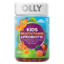 Kids multivitamin & probiotic gummies bottle with illustrated front label