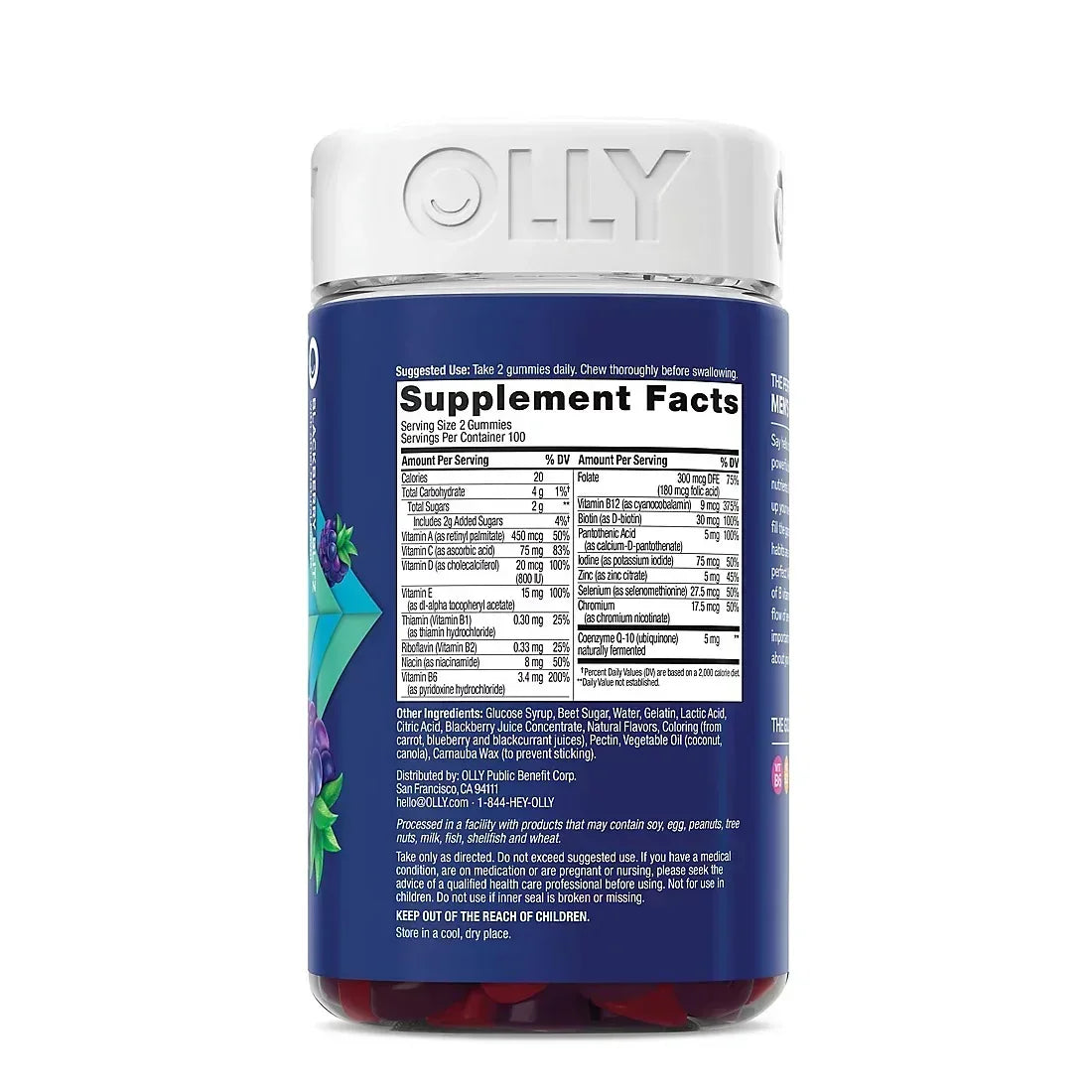 OLLY Men’s Multivitamin Gummy, Blackberry Flavor, 200 Count