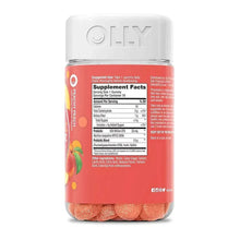 OLLY probiotic and prebiotic gummy supplement bottle, back label with Supplement Facts