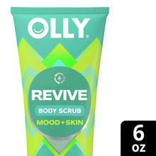 OLLY Revive body scrub mood + skin, turquoise tube with 6 oz marking