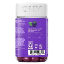 Sleep gummy bottle back label with ingredient text and compliance icons