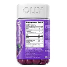 Sleep gummy bottle supplement facts panel on purple label