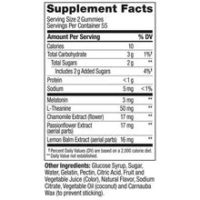 Supplement Facts label for sleep gummies with serving size and nutrients