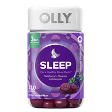 Sleep gummy bottle with OLLY logo and purple SLEEP label, 110 gummies