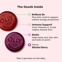 Women’s multivitamin gummy “The Goods Inside” nutrient highlights and Blissful Berry flavor