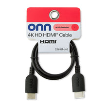 HDMI cable retail package, black 2 ft cable with two HDMI connectors