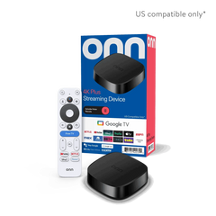 onn 4K Plus Streaming Device, Google TV - Ultra-fast Streaming, Stunning 4K UHD, 16GB Storage, 2GB RAM, Dolby Vision & Atmos, Remote with Voice Control